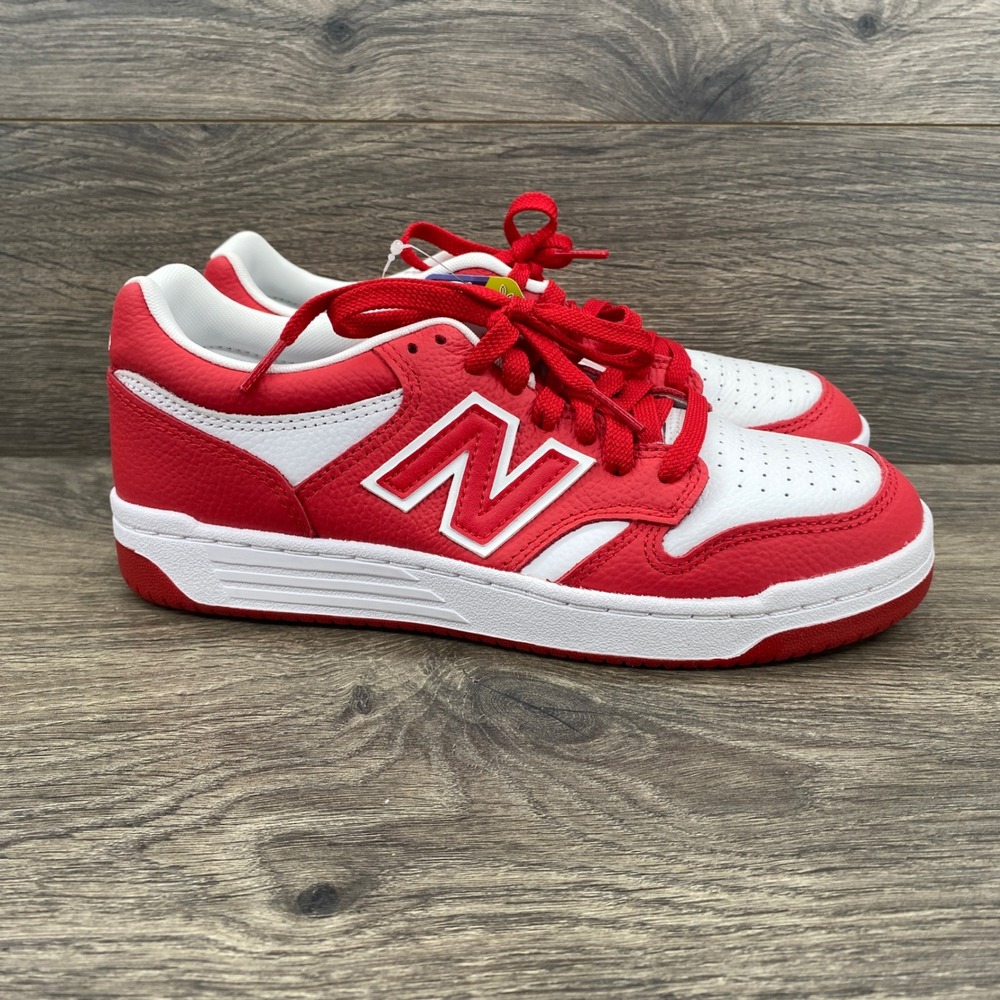 New Balance 480 Sneakers Mens 6.5 Womens 8 Red White BB480LHR Leather Low Top